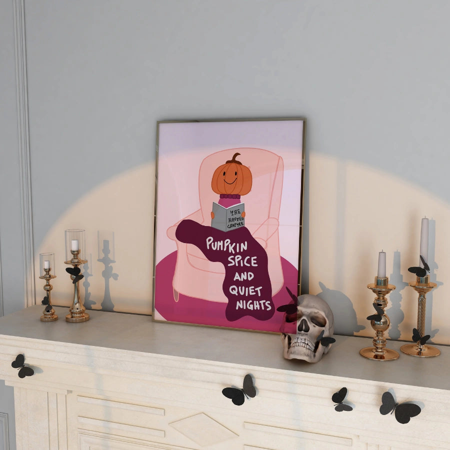Cozy Pumpkin Fall Print – Quiet Nights Pink Wall Art