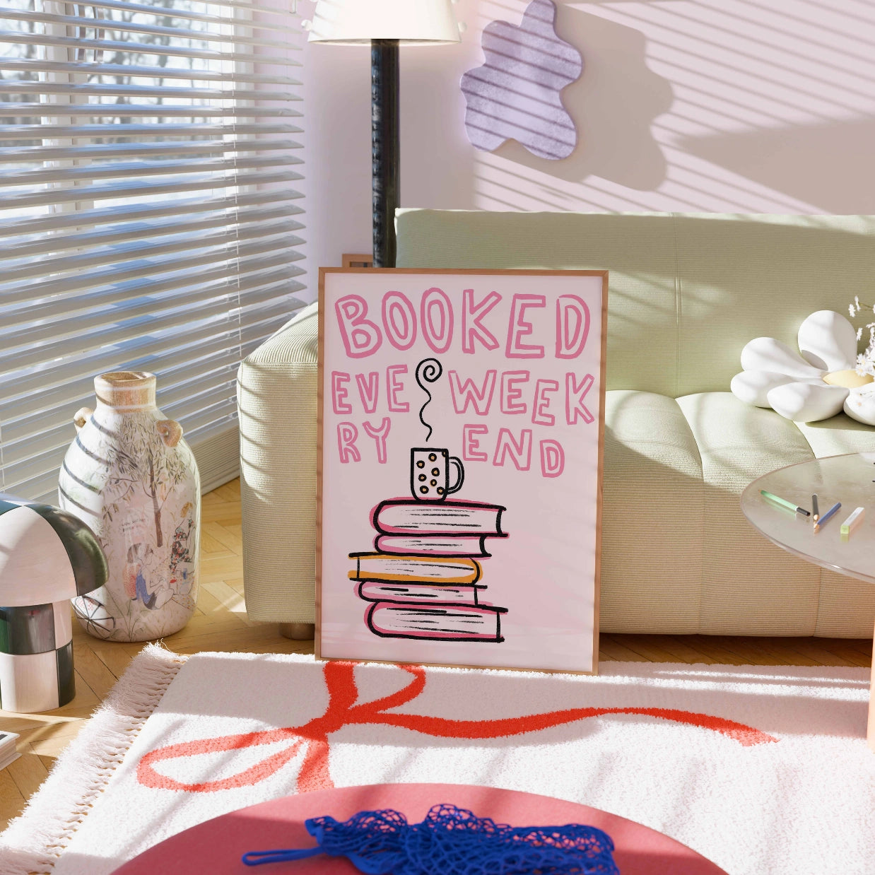Booked Every Weekend – Pink Bookish Print