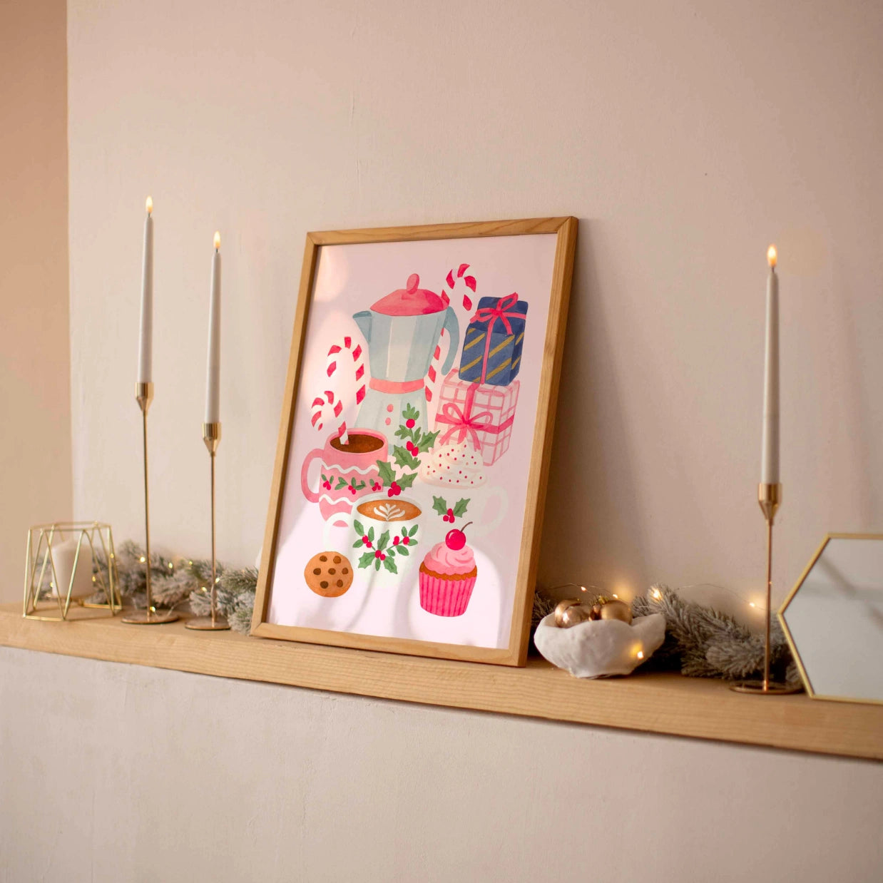 Pink Holiday Kitchen Print