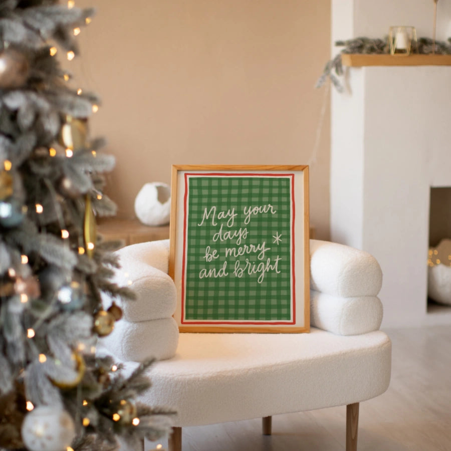Merry and Bright Wall Art - Cozy Christmas Quote Print