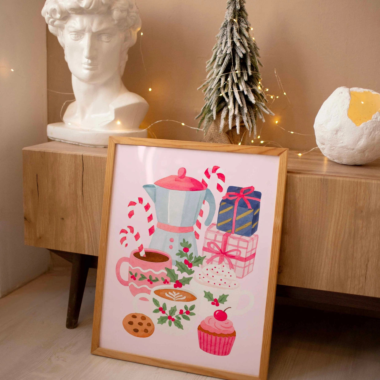 Pink Holiday Kitchen Print