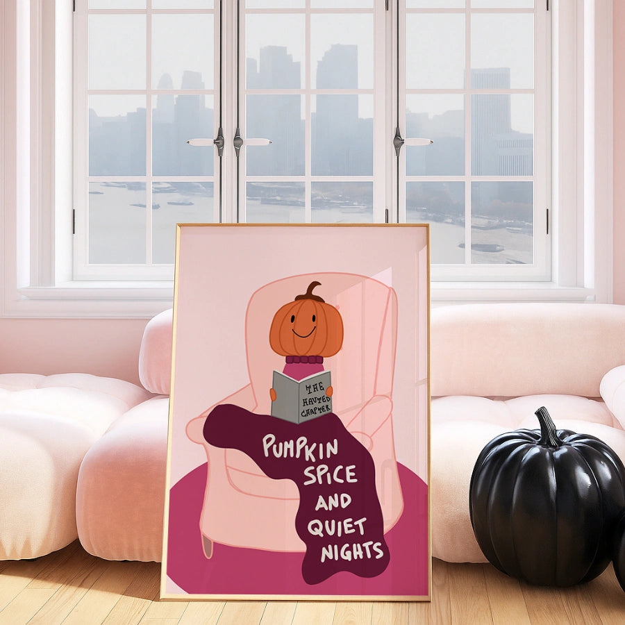 Cozy Pumpkin Fall Print – Quiet Nights Pink Wall Art