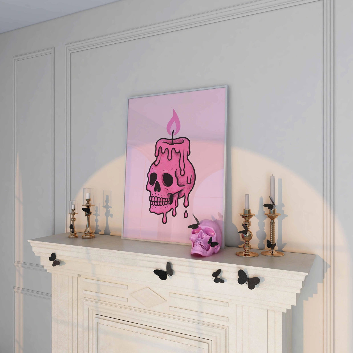 Melting Skull Candle  – Gothic Halloween Print