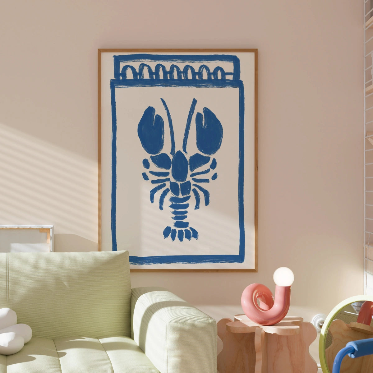 Blue Lobster Wall Art – Minimalist Seafoodlobster wall art Print