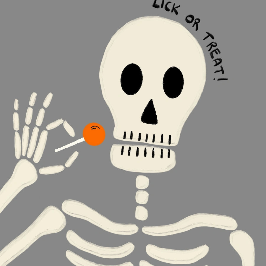 Lick or Treat Skeleton Print – Funny Halloween Wall Art