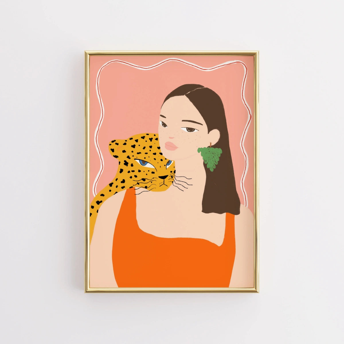Woman and Leopard Wall Art - Bold Summer Print