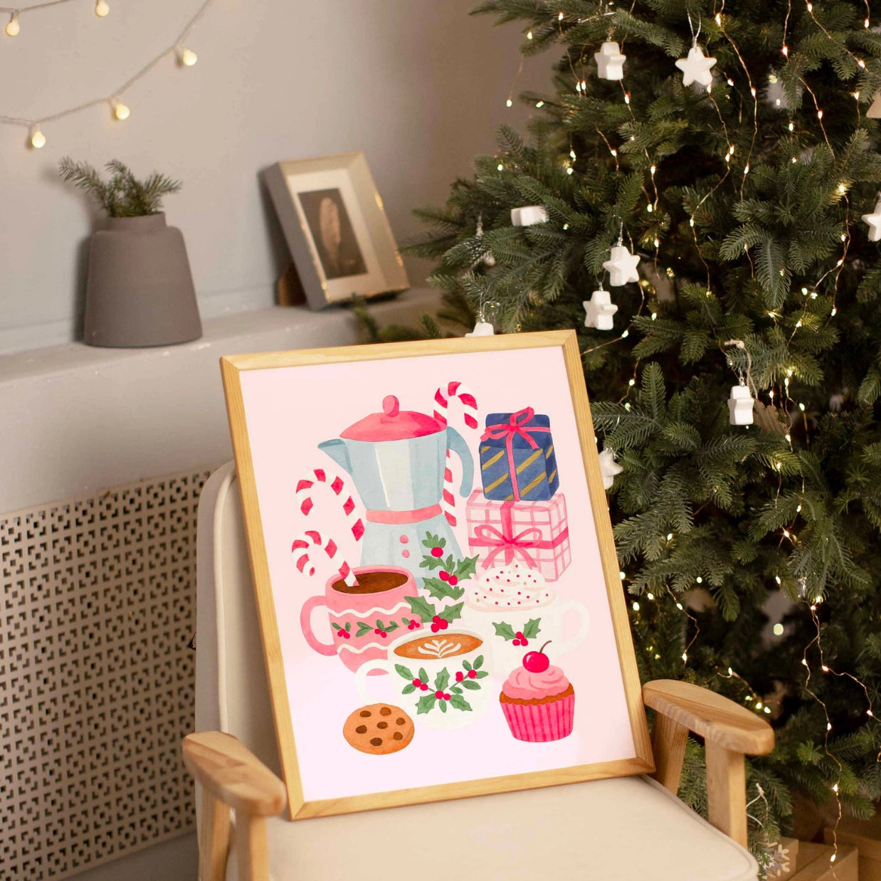 Pink Holiday Kitchen Print