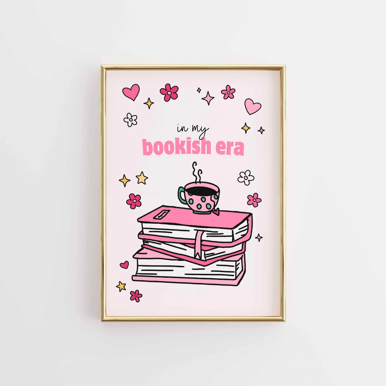 In My Bookish Era – Pink Book Stack Print