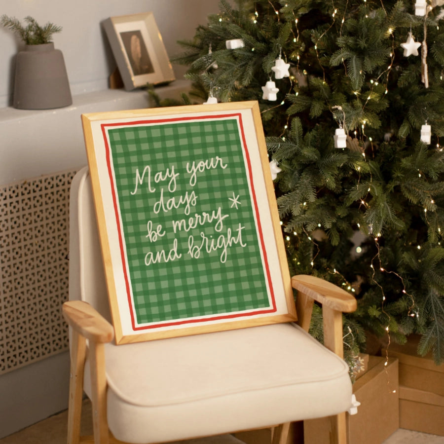 Merry and Bright Wall Art - Cozy Christmas Quote Print