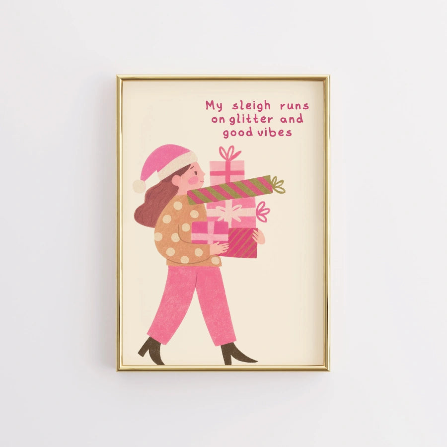 Glitter and Good Vibes – Funny Holiday Quote Poster