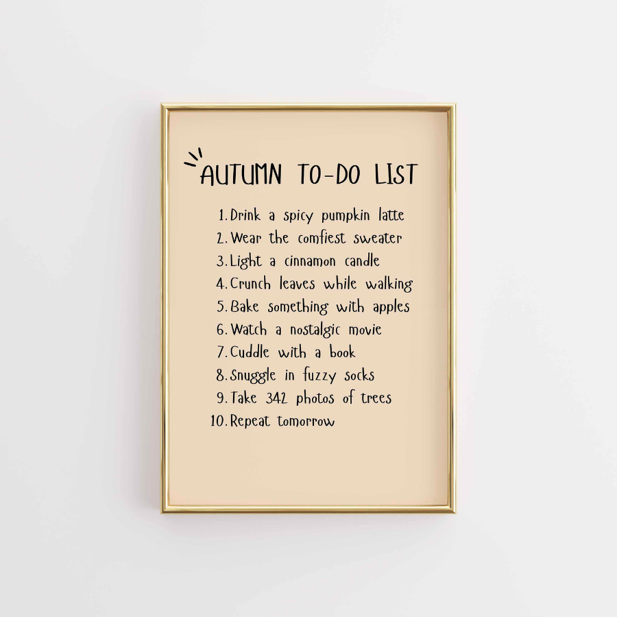 Autumn To-Do List Wall Art – Cozy Fall Quote Print