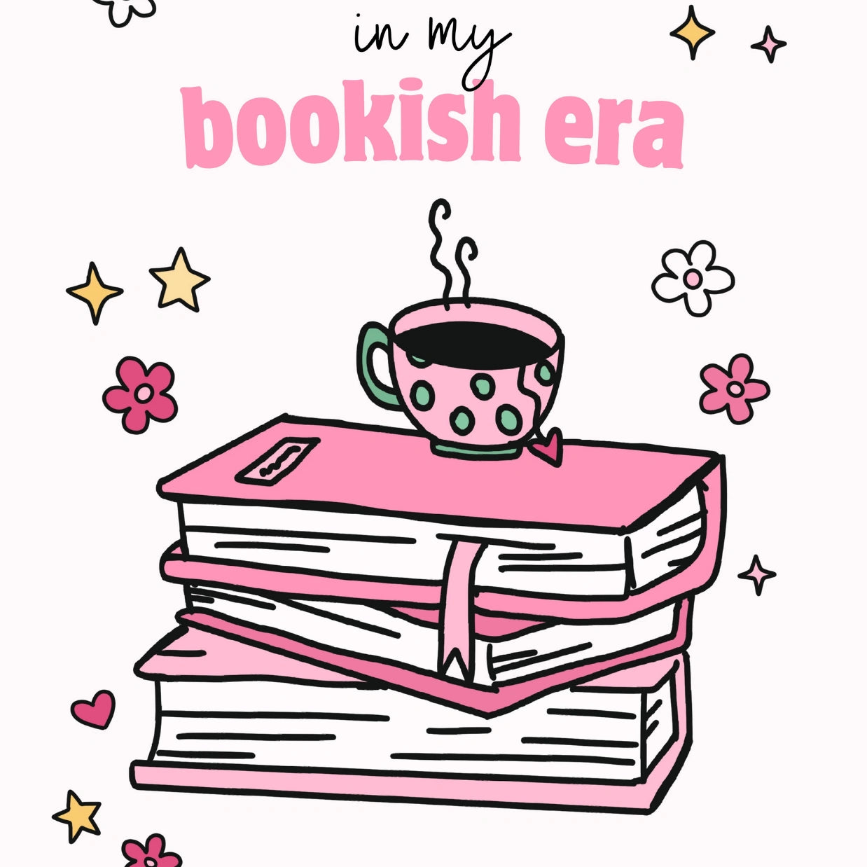 In My Bookish Era – Pink Book Stack Print
