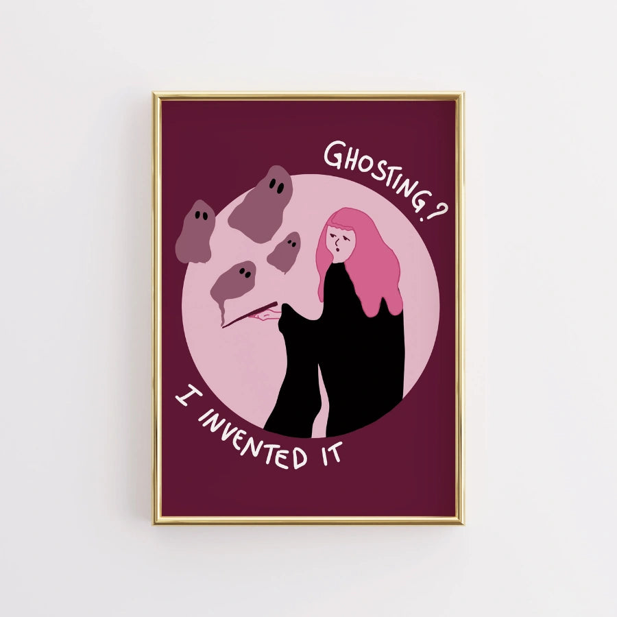 Witchy Ghosting Print – I Invented It Pink Halloween Wall Art