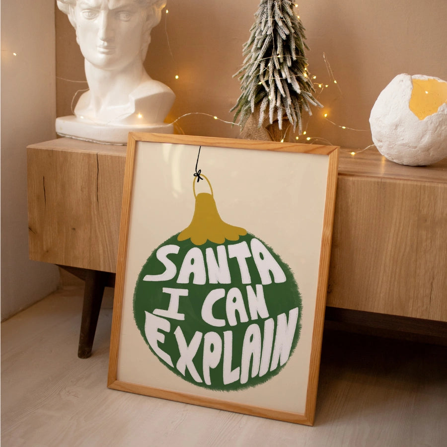 Santa I Can Explain Wall Art – Funny Christmas Ornament Print