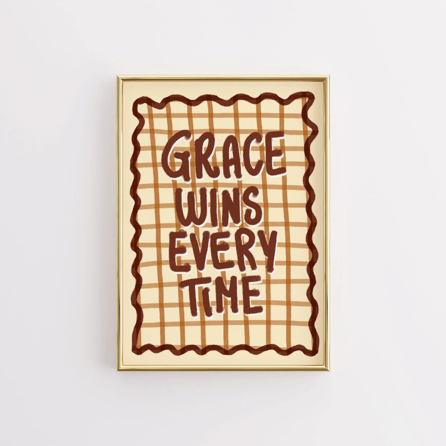 Grace Wins Every Time Wall Art - Christian Autumn Print