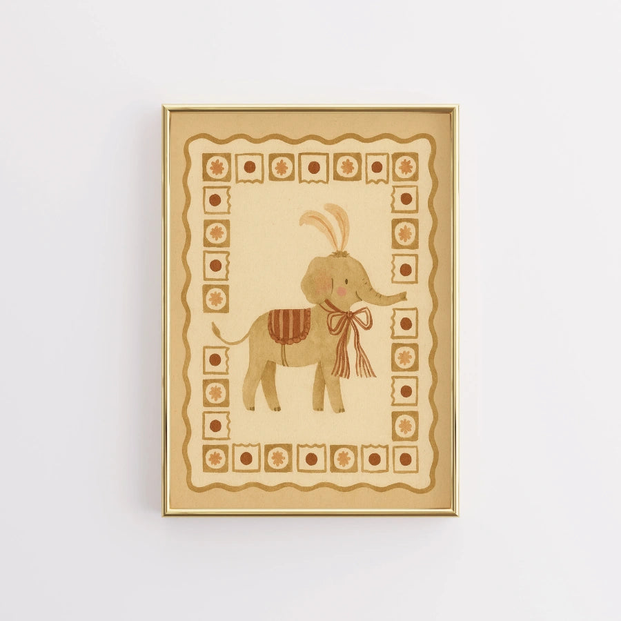 Circus Elephant Nursery Print - Cute Animal Wall Art for Kids