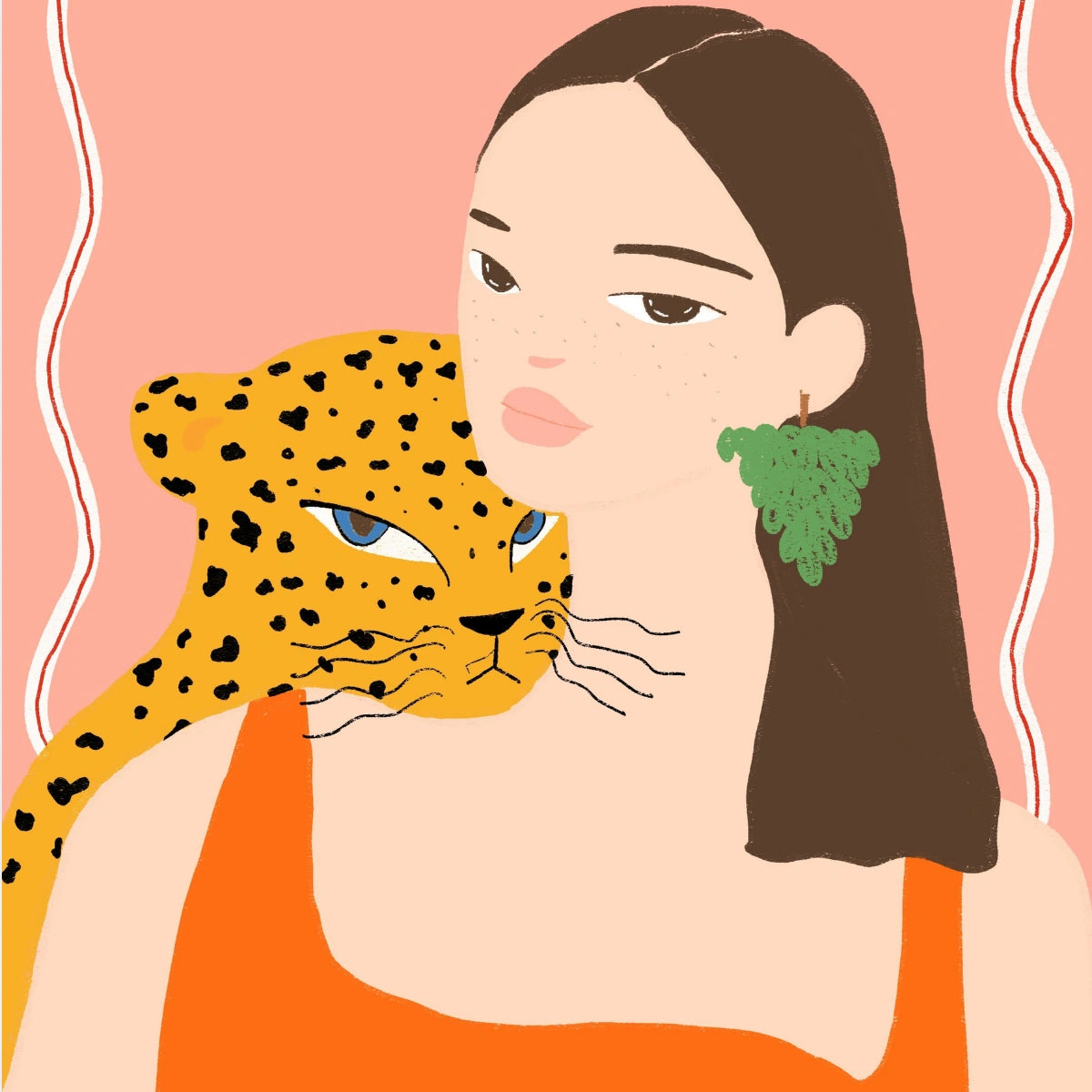 Woman and Leopard Wall Art - Bold Summer Print