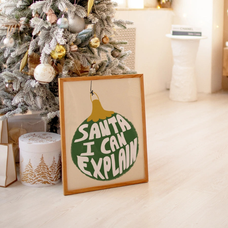 Santa I Can Explain Wall Art – Funny Christmas Ornament Print