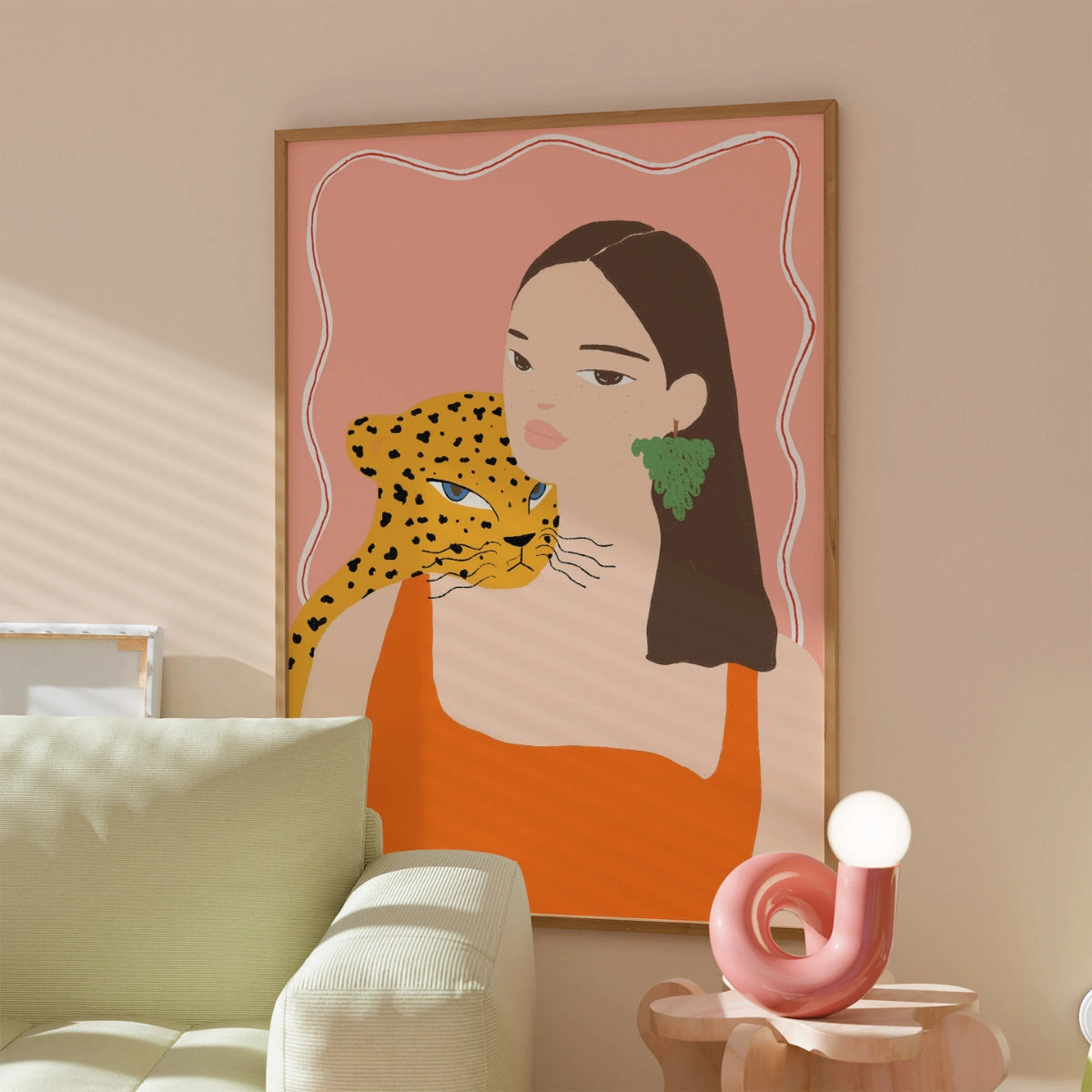 Woman and Leopard Wall Art - Bold Summer Print