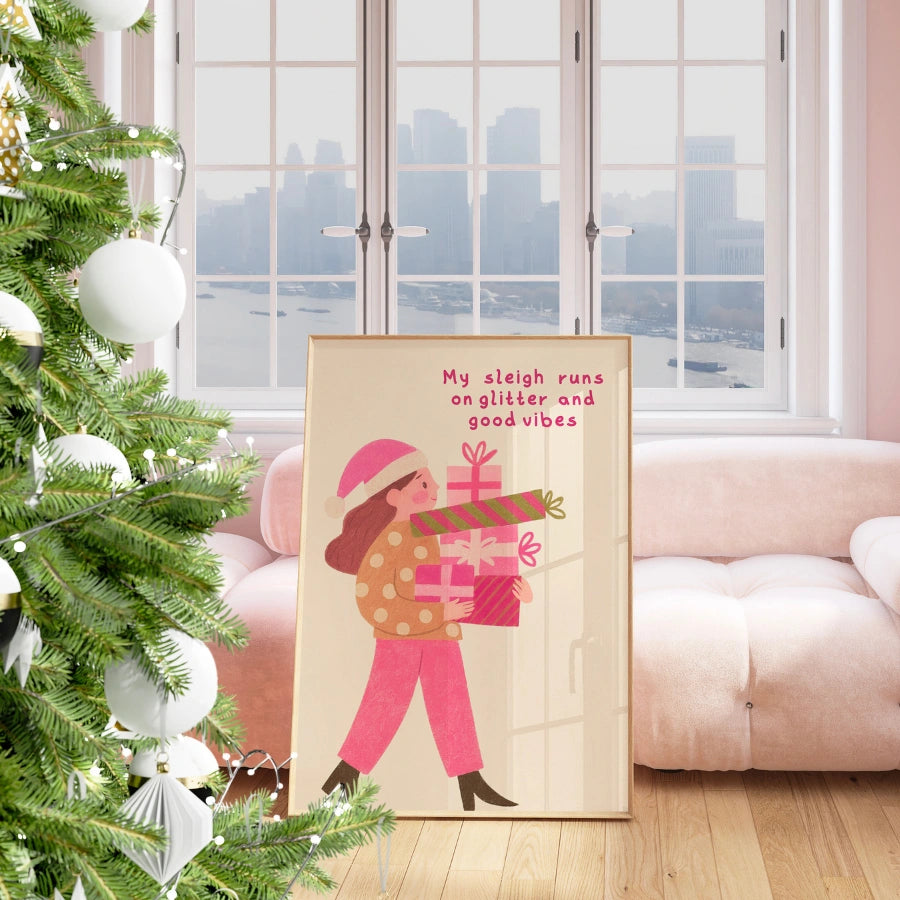 Glitter and Good Vibes – Funny Holiday Quote Poster