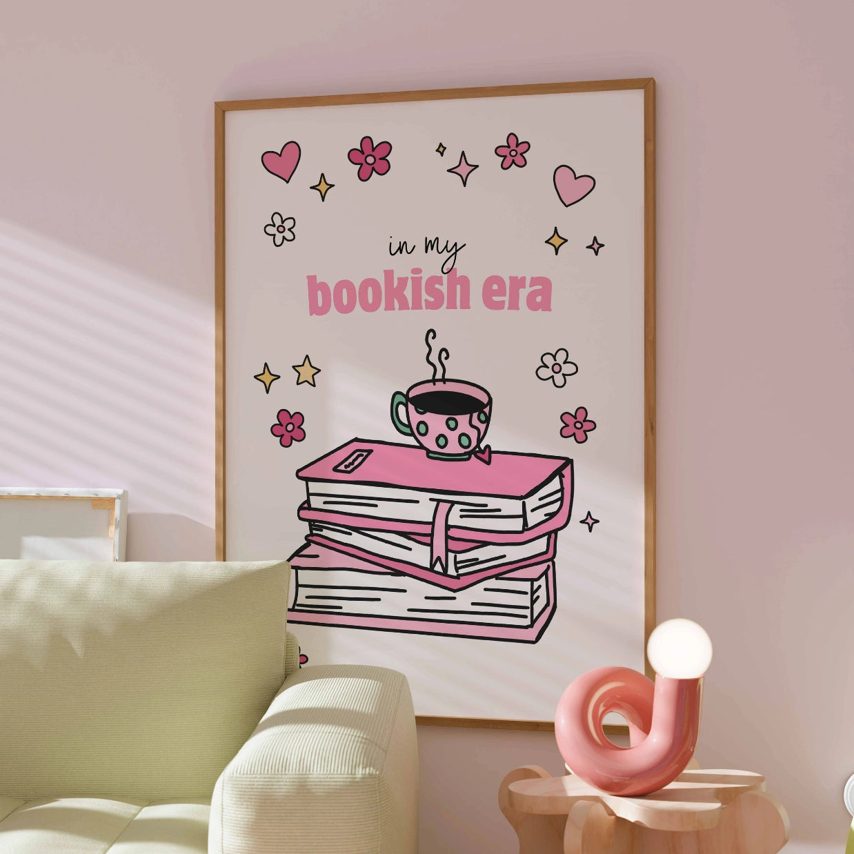 In My Bookish Era – Pink Book Stack Print