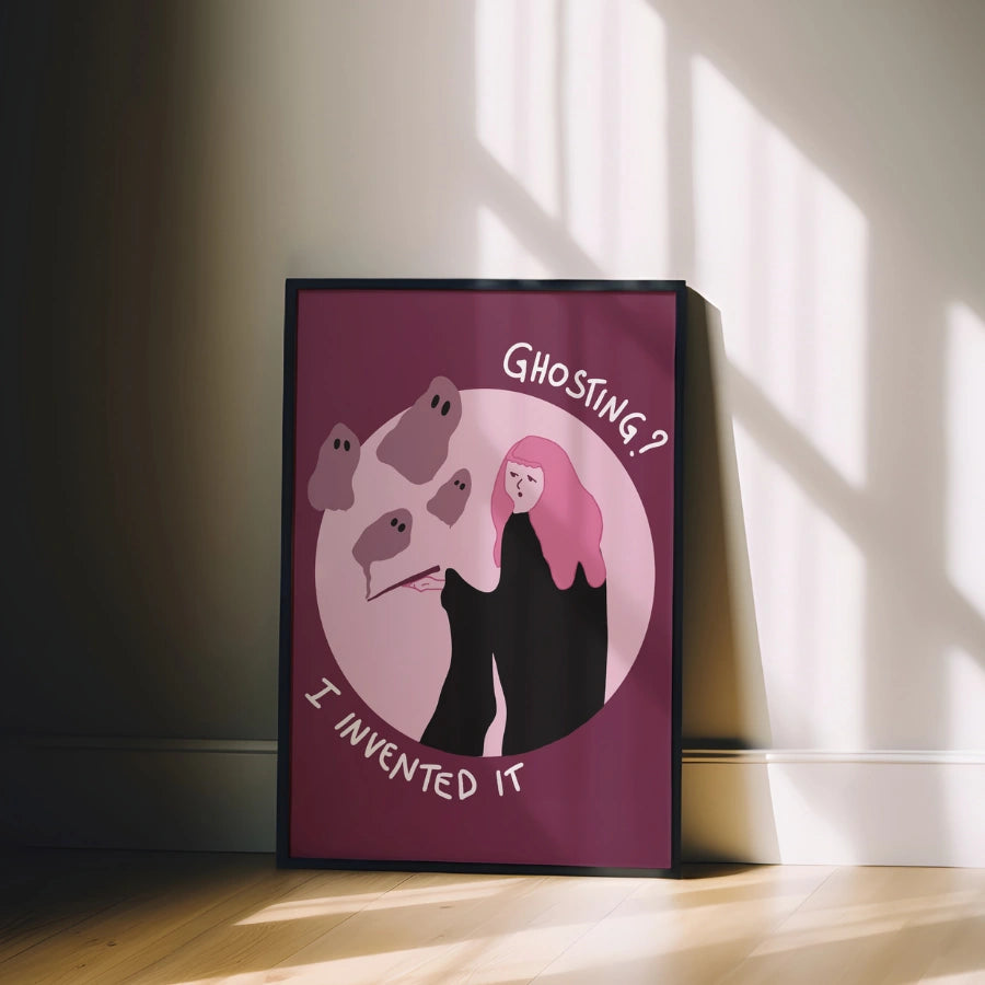 Witchy Ghosting Print – I Invented It Pink Halloween Wall Art