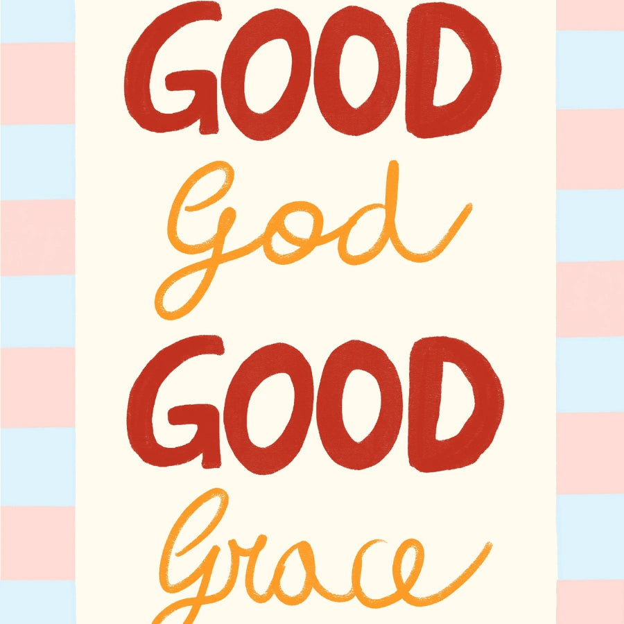 Good God, Good Grace Christian Wall Art – Pastel Striped Faith Print