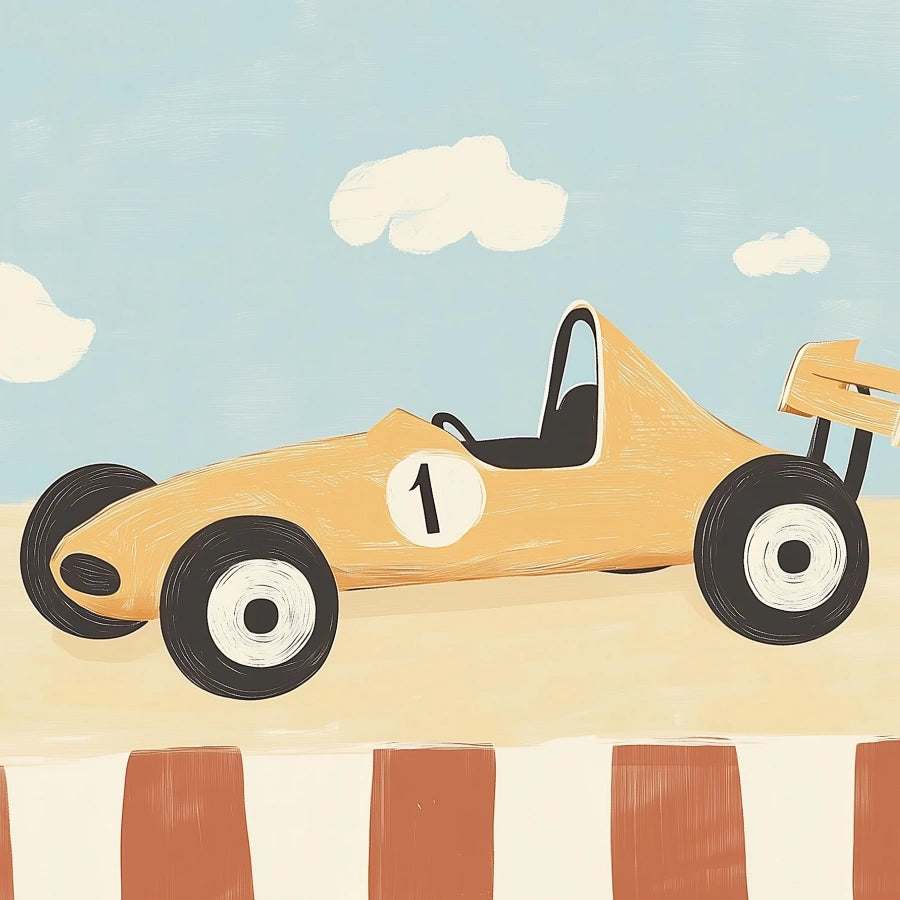 Race Car Nursery Print – Cute Vehicle Wall Art for Boys