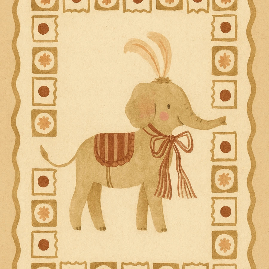 Circus Elephant Nursery Print - Cute Animal Wall Art for Kids