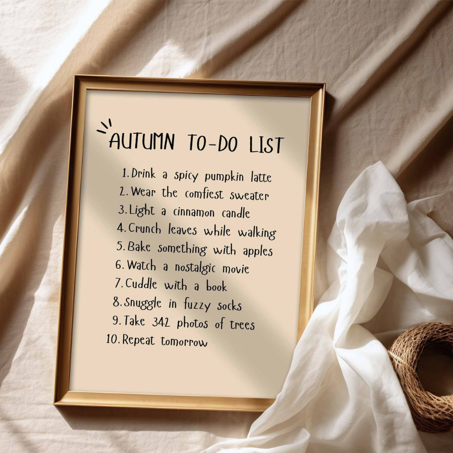 Autumn To-Do List Wall Art – Cozy Fall Quote Print