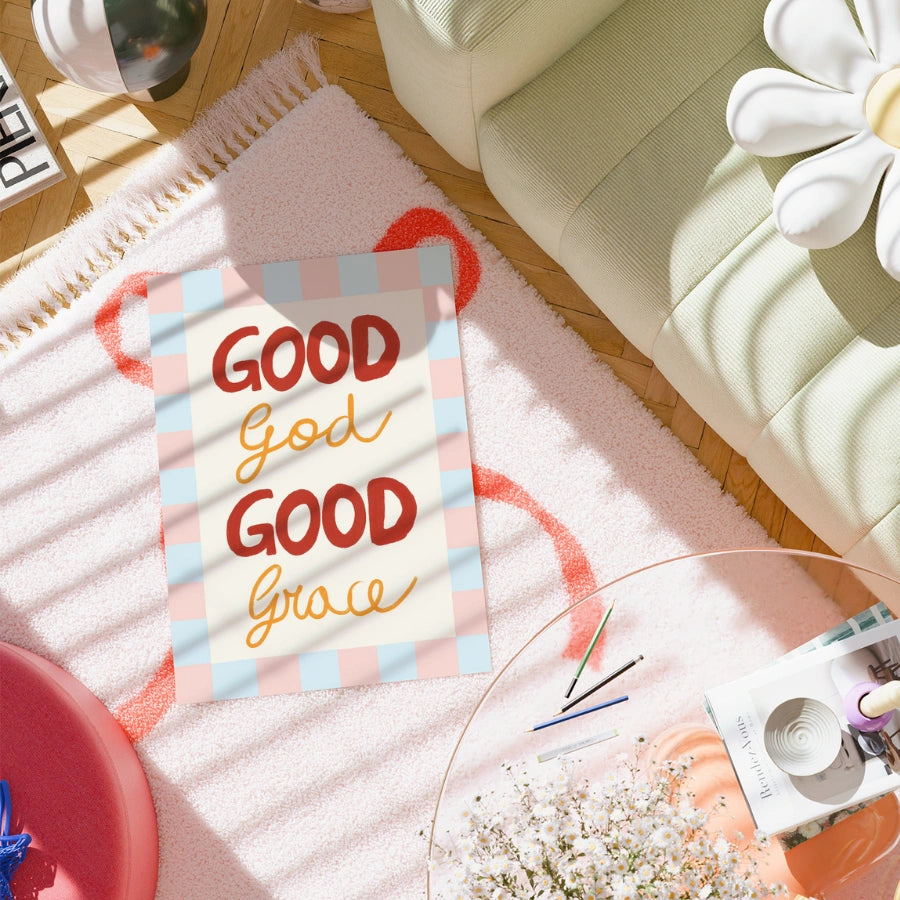 Buon Dio, Buona Grazia Arte murale cristiana – Stampa della fede a strisce pastello