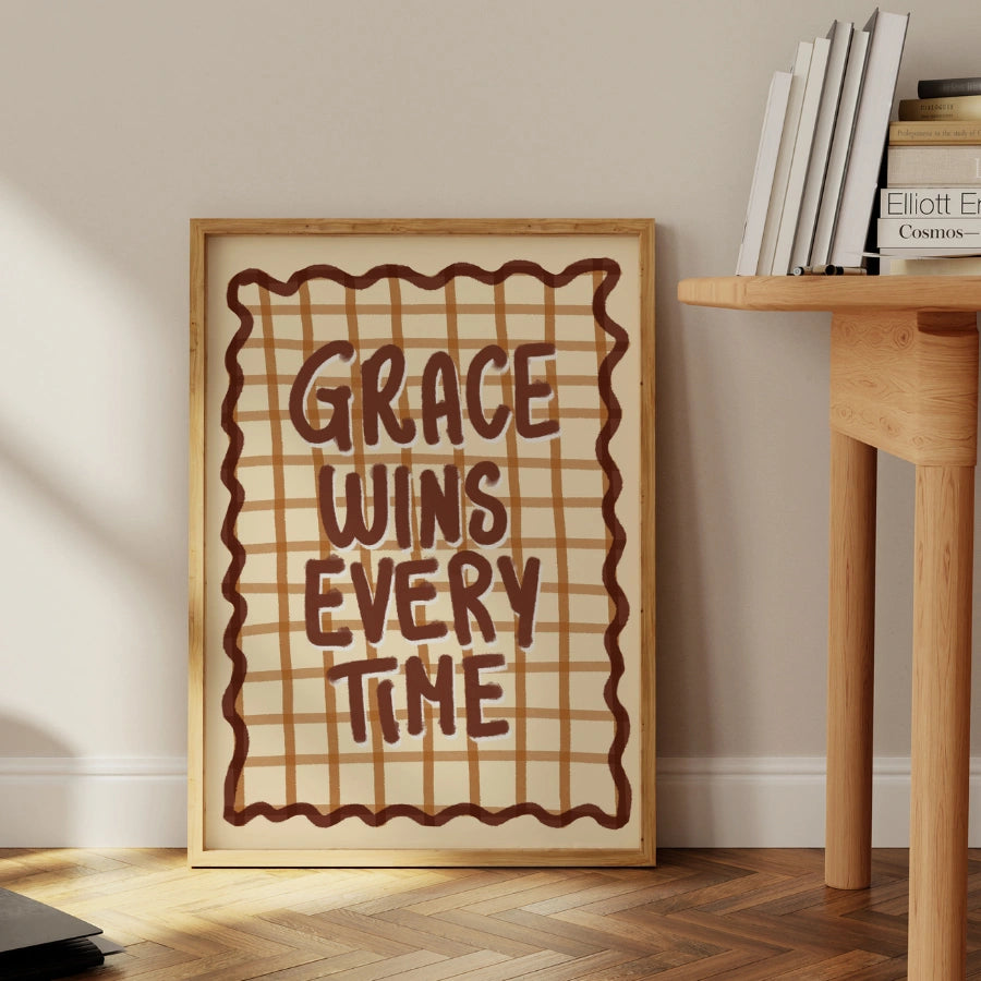 Grace Wins Every Time Wall Art - Christian Autumn Print
