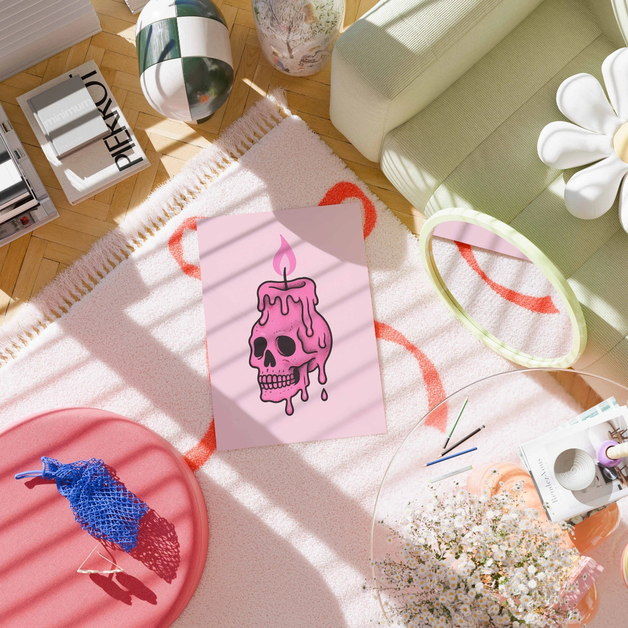 Melting Skull Candle  – Gothic Halloween Print