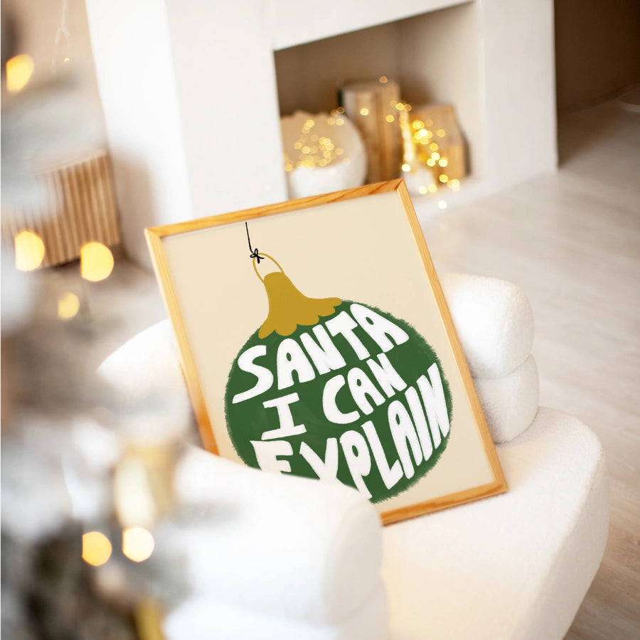 Santa I Can Explain Wall Art – Funny Christmas Ornament Print