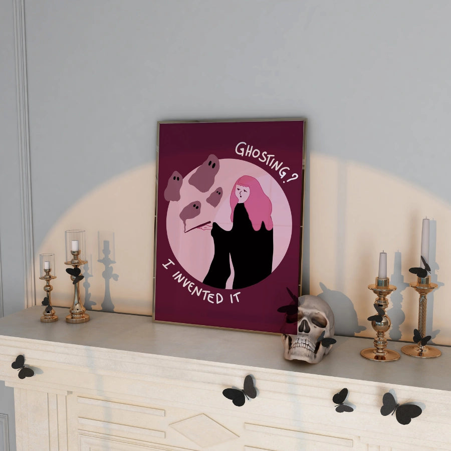 Witchy Ghosting Print – I Invented It Pink Halloween Wall Art