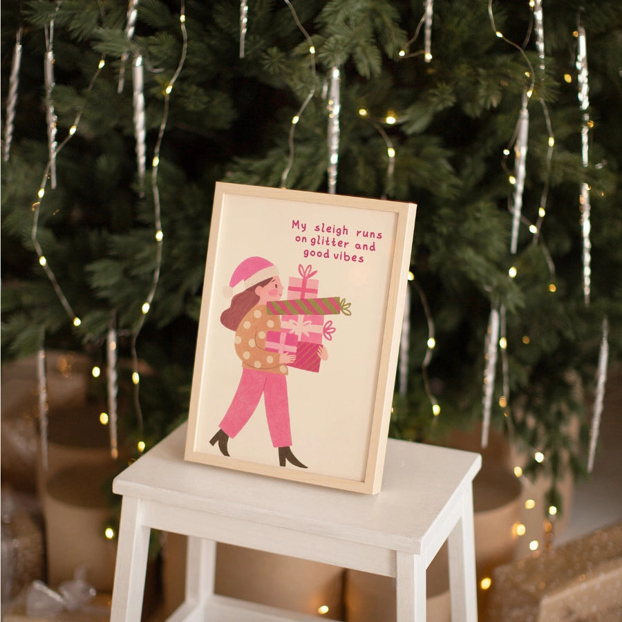 Glitter and Good Vibes – Funny Holiday Quote Poster
