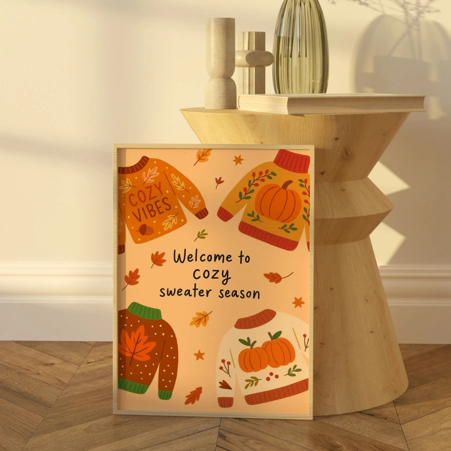 Cozy Sweater Season Wall Art - Autumn Quote Print