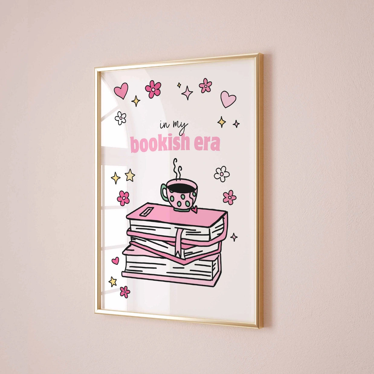 In My Bookish Era – Pink Book Stack Print