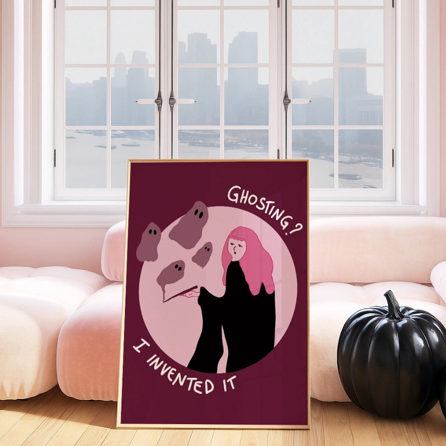 Witchy Ghosting Print – I Invented It Pink Halloween Wall Art