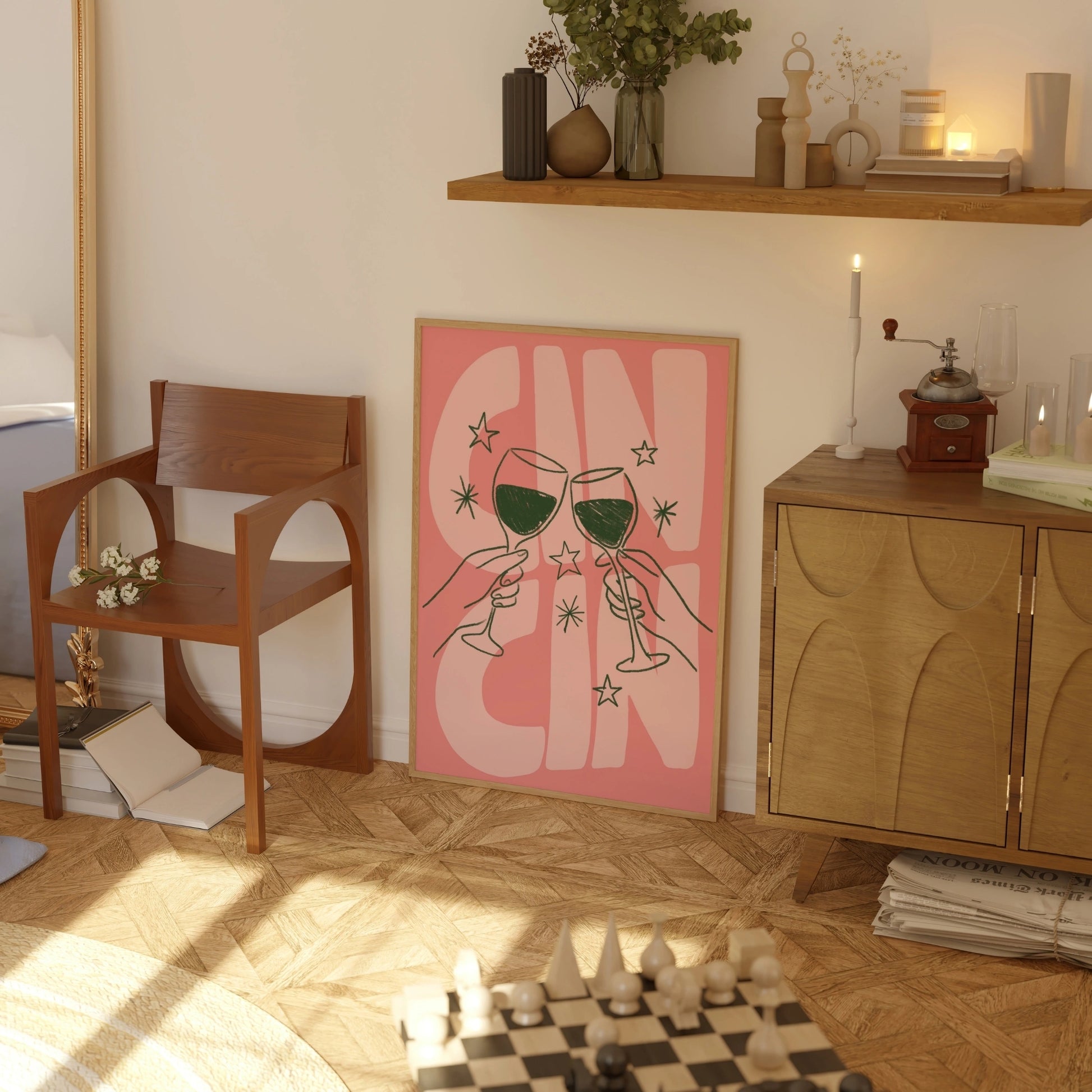 Pink Retro Kitchen Print