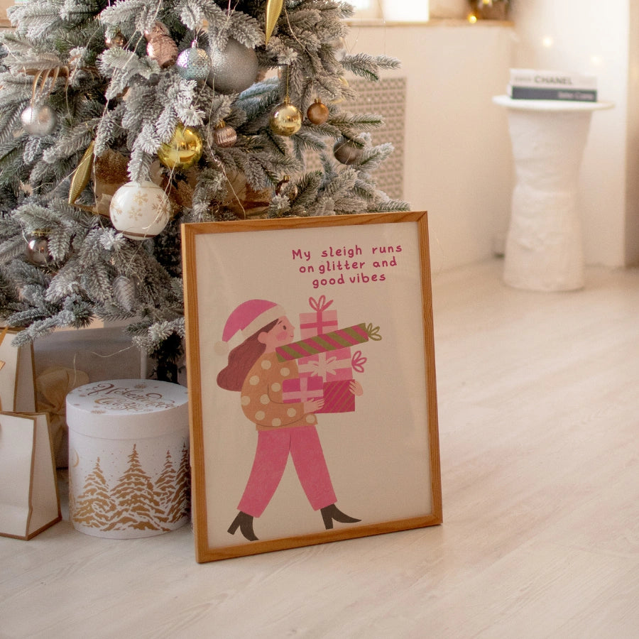 Glitter and Good Vibes – Funny Holiday Quote Poster