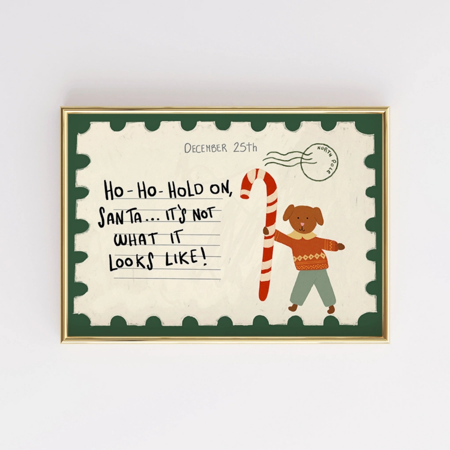 Funny Christmas Dog Postcard Print