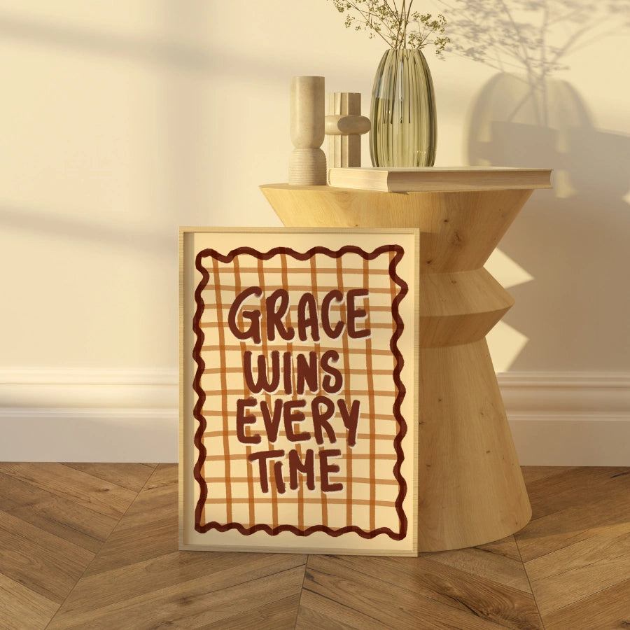 Grace Wins Every Time Wall Art - Christian Autumn Print