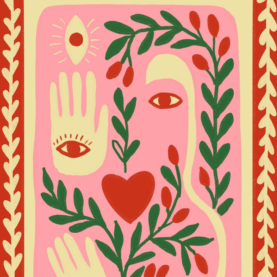 Arte murale Boho con simboli sacri - Stampa estetica bohémien 