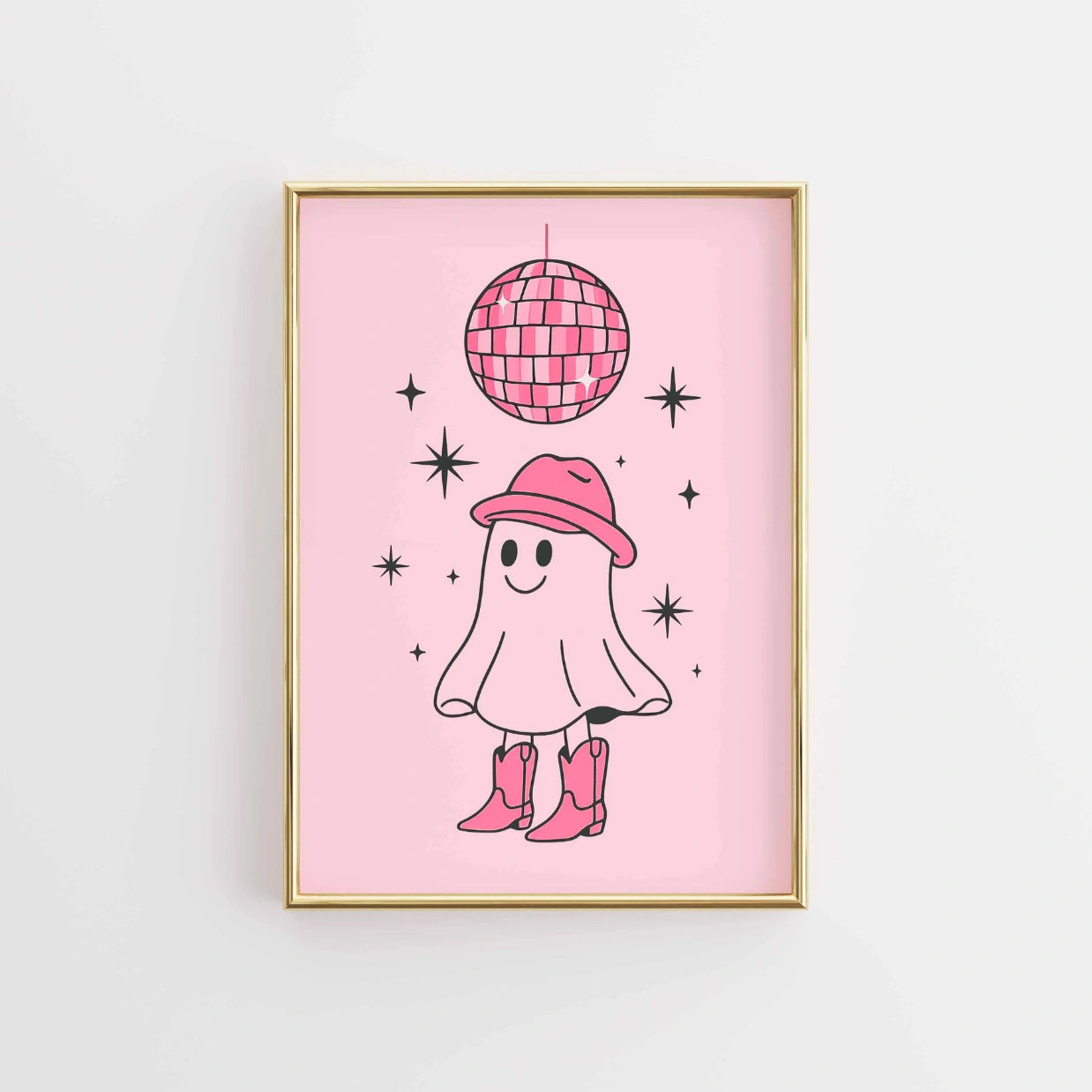 Cowgirl Ghost Disco – Pink Western Halloween Print