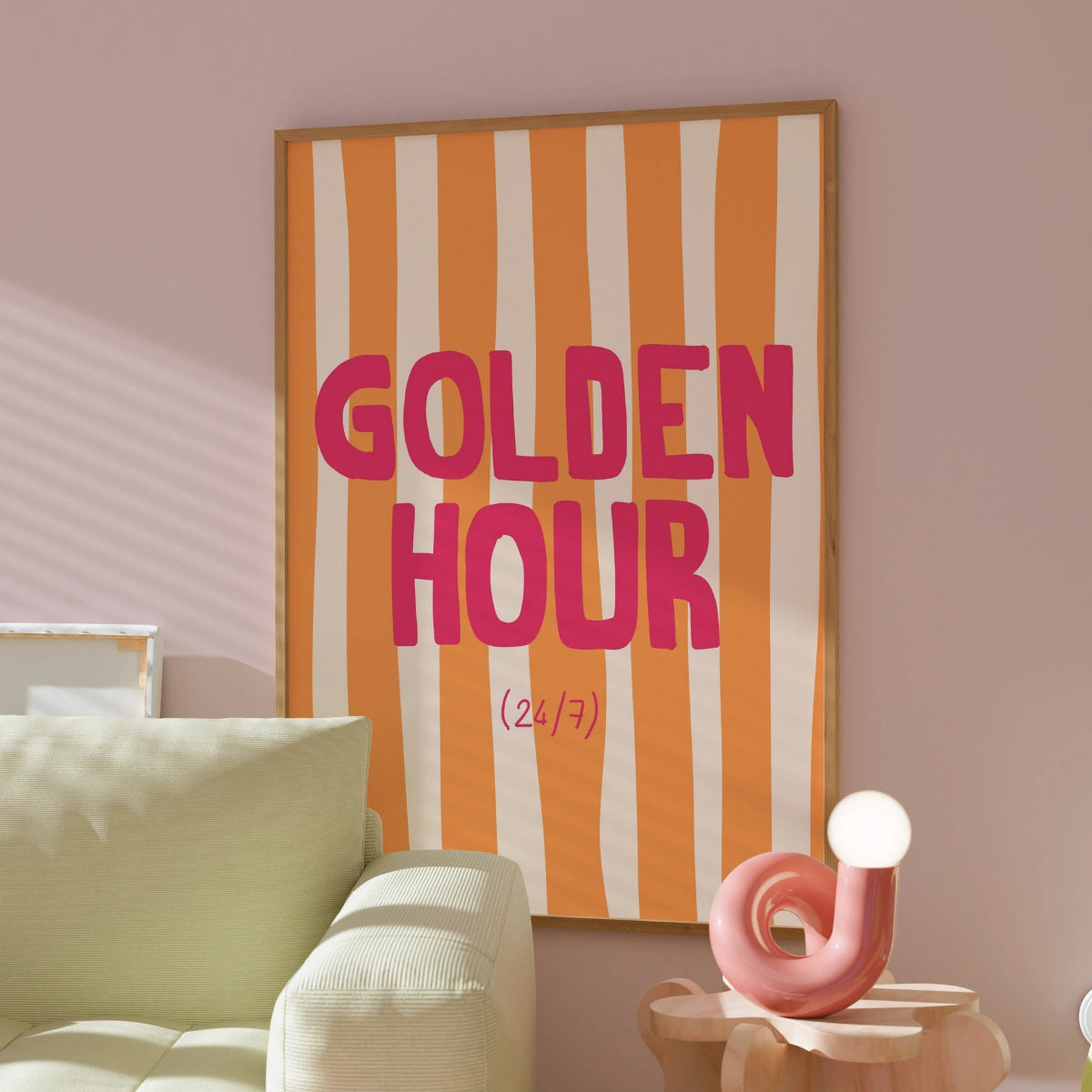 Golden Hour Print – Bold Orange Summer Quote Wall Art