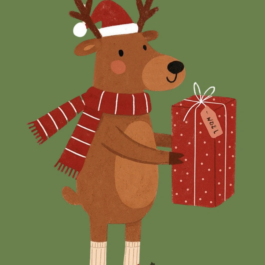 Reindeer Christmas Wall Art - Cute Holiday Gift Print