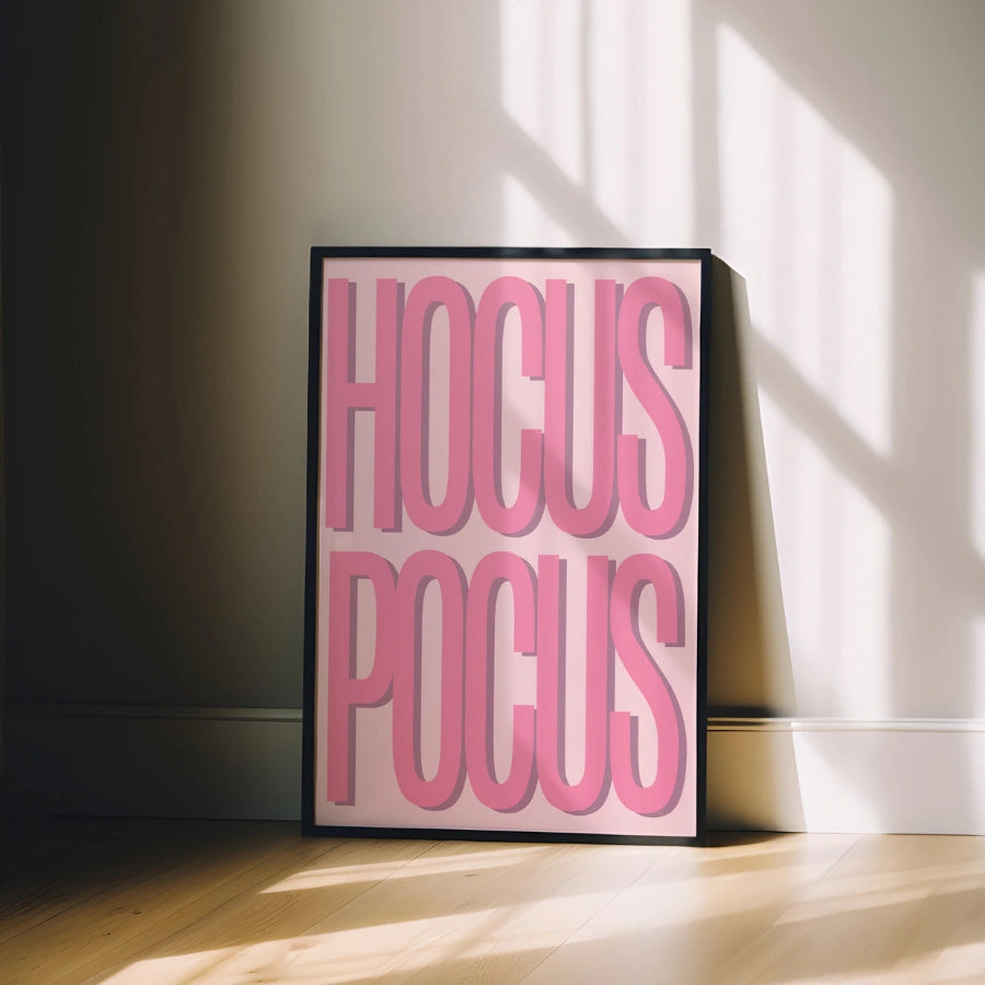Funny Halloween Typography Print – Pink Hocus Pocus Wall Art