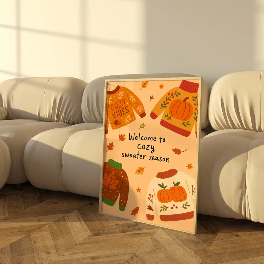 Cozy Sweater Season Wall Art - Autumn Quote Print