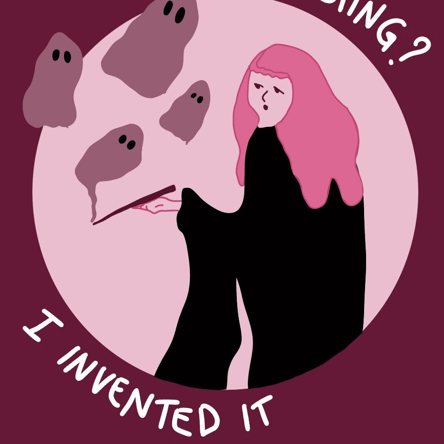 Witchy Ghosting Print – I Invented It Pink Halloween Wall Art
